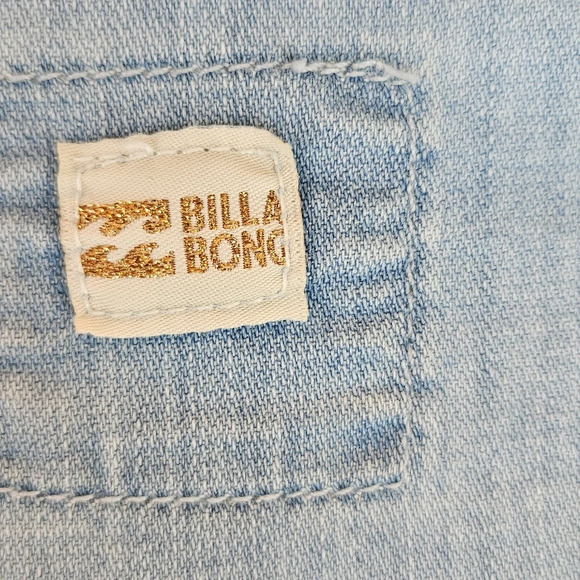 Billabong Womens Blue Cropped Denim Shacket Embroidered Sz S Boho Casual - Picture 10 of 11